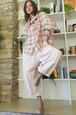Agnes Plaid Brushed Cotton Neckerchief Blouse Pink